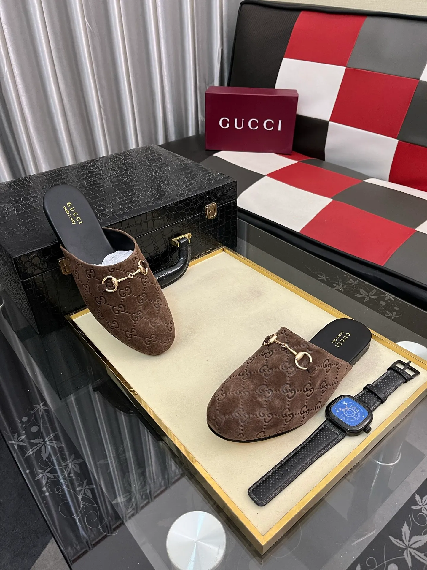 Men's shoes 💰480⌚️⌚️[Gucci] 2024 new season half-slip men's shoes, made of Italian imported first-layer frosted cowhide➕sheepskin lining, original hardware buckle, original combination wear-resistant outsole, real shot 🎬 Very comfortable on the feet, size 36-44